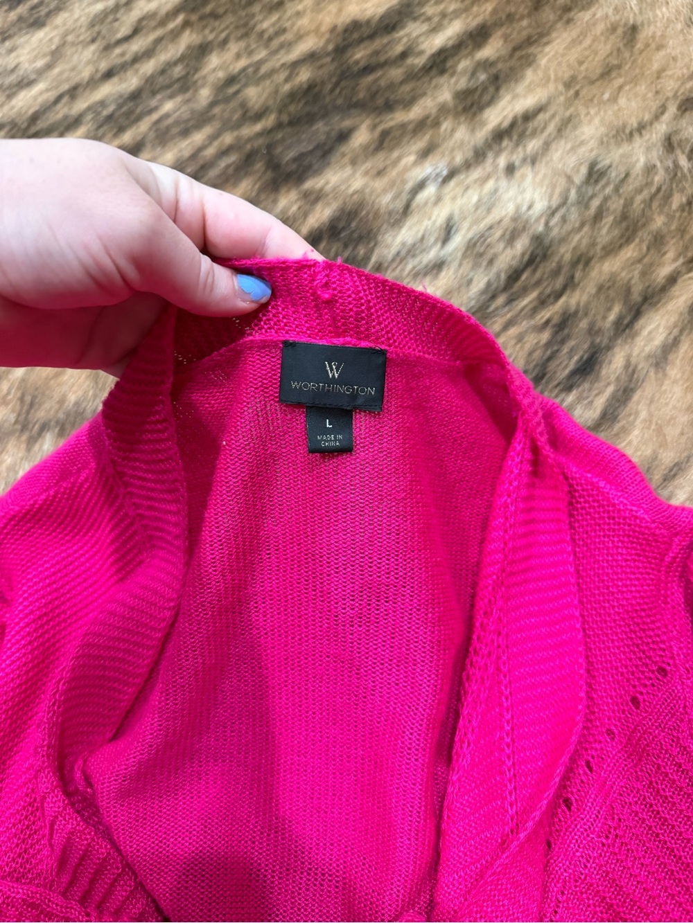 Worthington Hot Pink Open-Front Cardigan - Picture 3 of 4